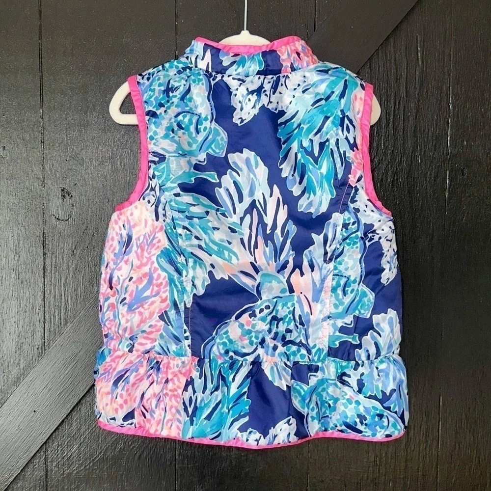 Lilly Pulitzer Girl’s Melanie Prosecco Pink Reversible Peplum Quilted Vest XS